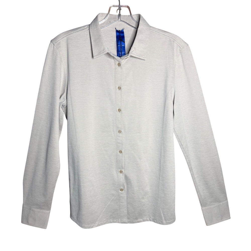 NWT Kit and Ace OTM Long Sleeve Button Up Oat Chambray Slim Fit Stretch Pique